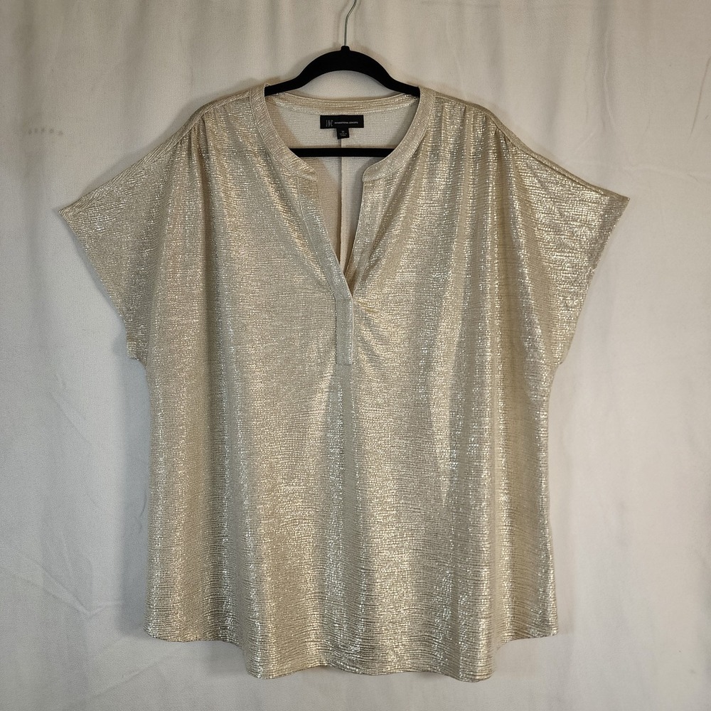 INC International Concepts Shimmery Metallic Gold Top Holiday Flowy Plus Size 3X